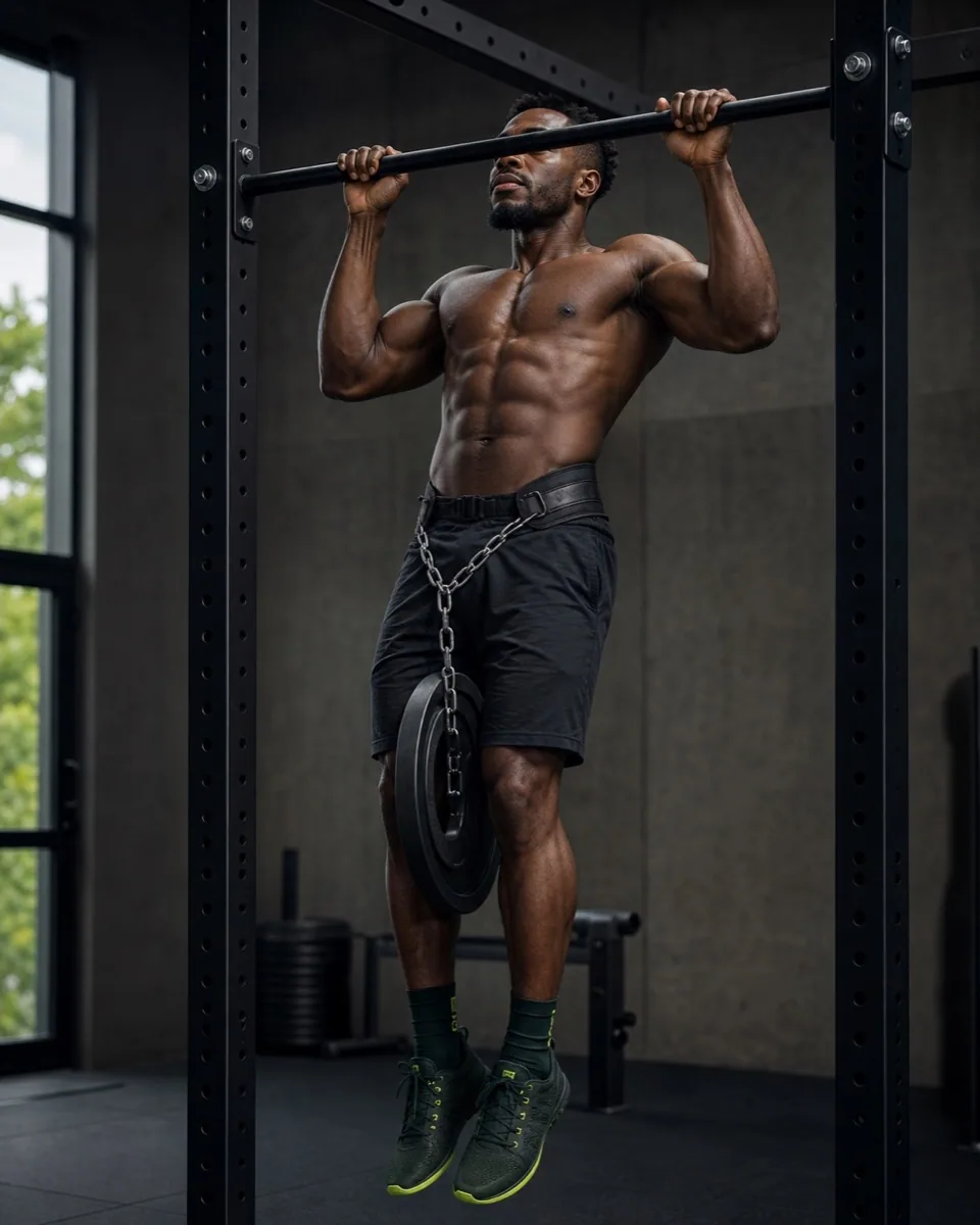 Athlete performing a controlled strength exercise