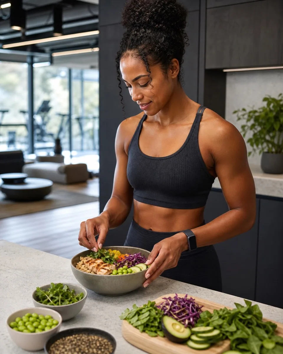 Athlete preparing a balanced high-protein meal