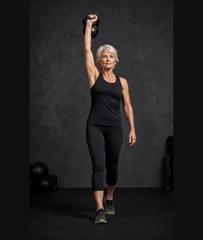 Athlete performing a controlled strength exercise in the gym