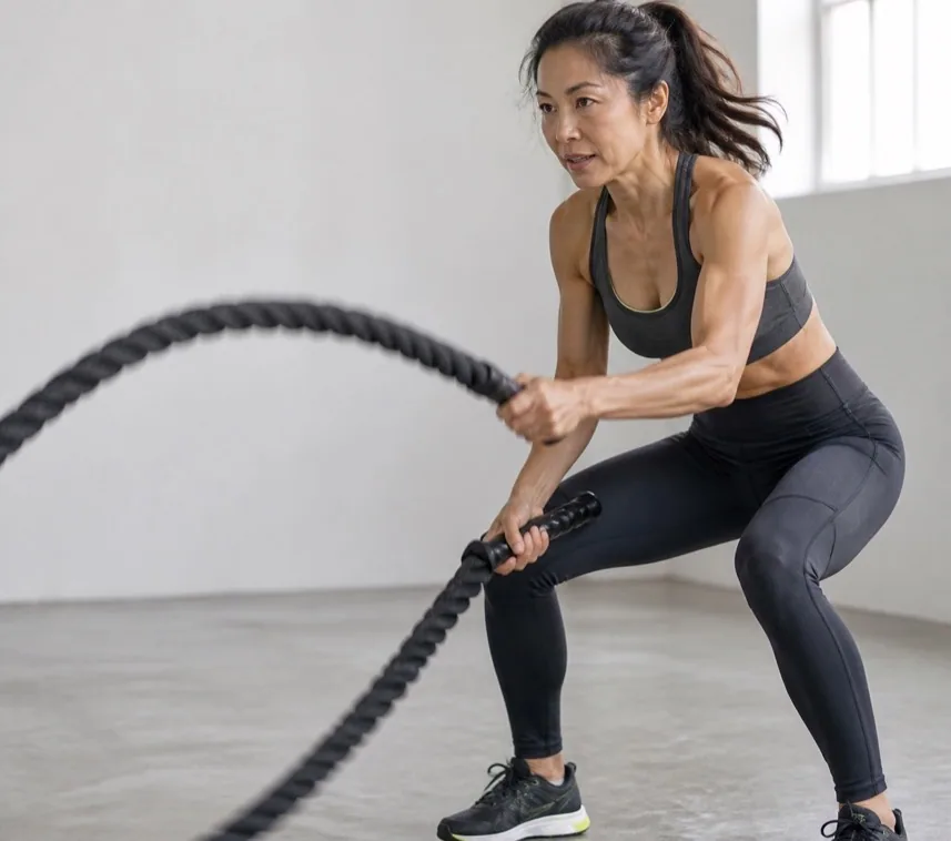 Athlete completing a guided cardio session