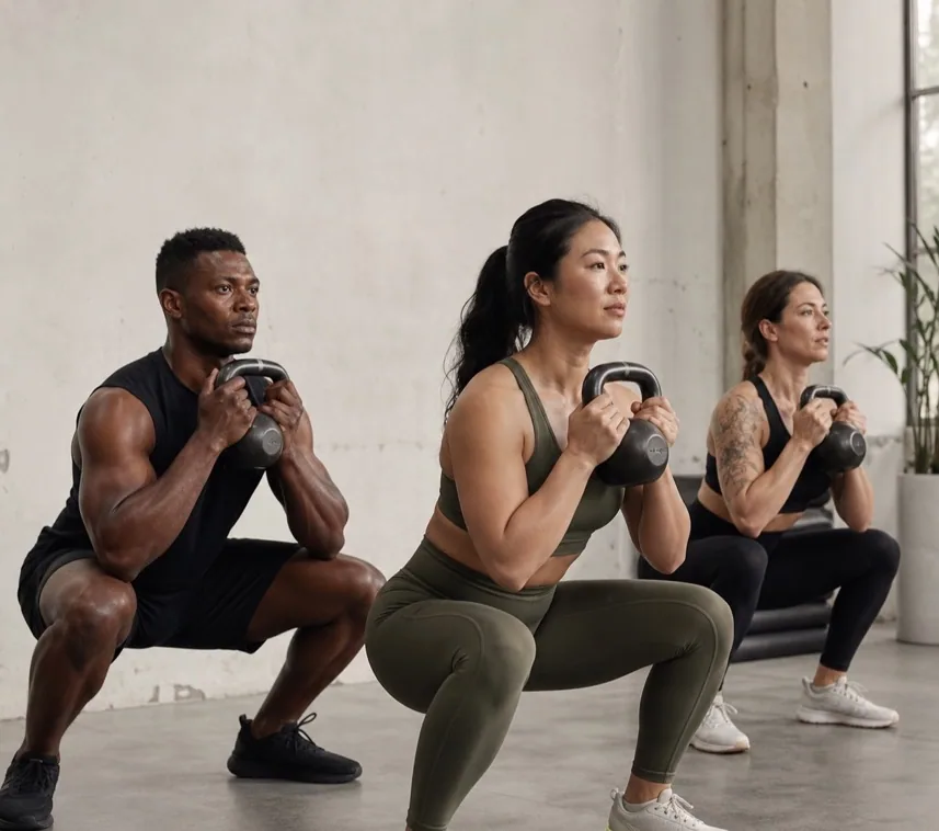 Small fitness group training together